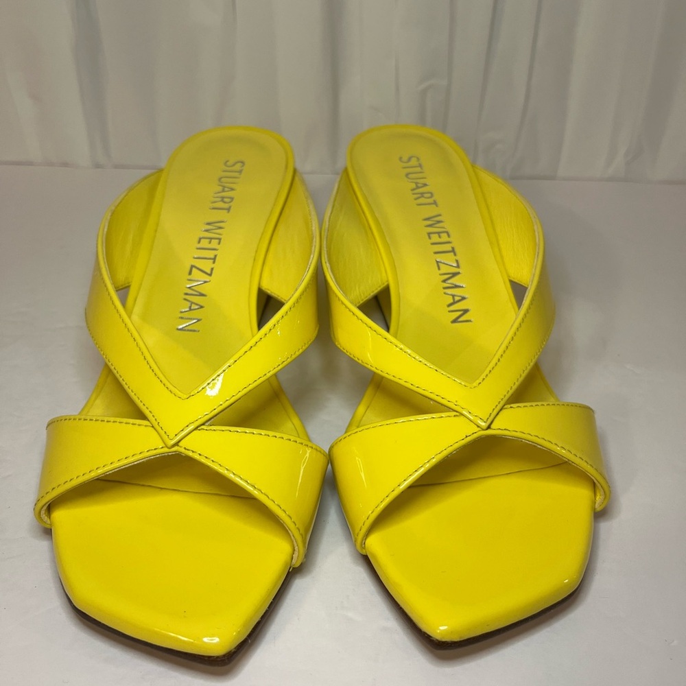 Stuart Weitzman Bright Yellow Patent Slide Mules